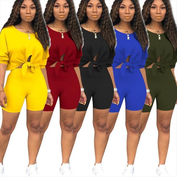 summer suit european and womens tracksuits american style model solid color lace up bow casual fashion, Gray
summer suit european and womens tracksuits american style model solid color lace up bow casual fashion, Gray