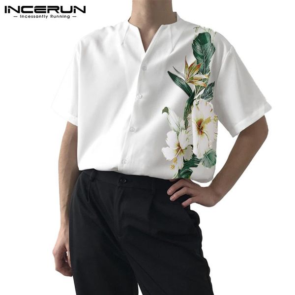 men's casual shirts 2021 men shirt printing v neck short sleeve streetwear hawaiian button breathable summer camisa masculina incerun, White;black
men's casual shirts 2021 men shirt printing v neck short sleeve streetwear hawaiian button breathable summer camisa masculina incerun, White;black