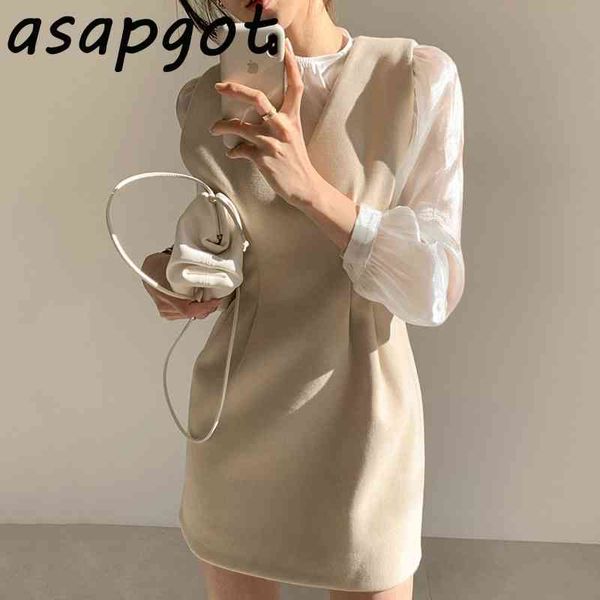 asapgot chic korea wild o neck puff sleeve blouse women transparent v-neck pleated woolen vest dress women mini fashion 210407, White
asapgot chic korea wild o neck puff sleeve blouse women transparent v-neck pleated woolen vest dress women mini fashion 210407, White