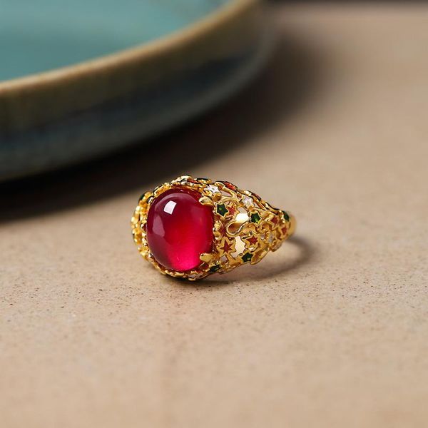 cluster rings luxury female natural red jade ring sterling silver gold engagement for women vintage unique wedding, Golden;silver
cluster rings luxury female natural red jade ring sterling silver gold engagement for women vintage unique wedding, Golden;silver