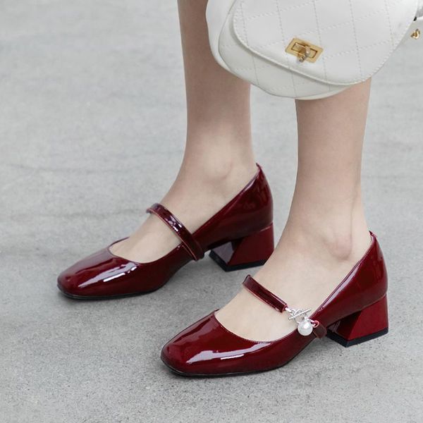 dress shoes spring sweet pumps women's high heels genuine leather pearl mary janes chaussures femme, Black
dress shoes spring sweet pumps women's high heels genuine leather pearl mary janes chaussures femme, Black