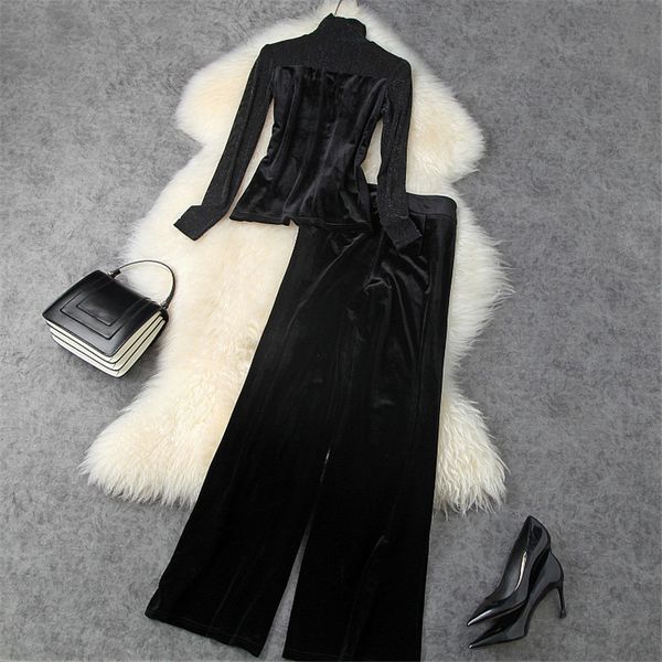 women's two piece pants fall winter lady runway outfits designers turtlenecks with superior velvet beads and 2-piece suit pants 48hl, White
women's two piece pants fall winter lady runway outfits designers turtlenecks with superior velvet beads and 2-piece suit pants 48hl, White