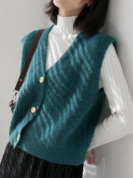 women's vests 2021 autumn winter knitted vest women v-neck single breasted casual sweater sleeveless spring chalecos para mujer, Black;white
women's vests 2021 autumn winter knitted vest women v-neck single breasted casual sweater sleeveless spring chalecos para mujer, Black;white