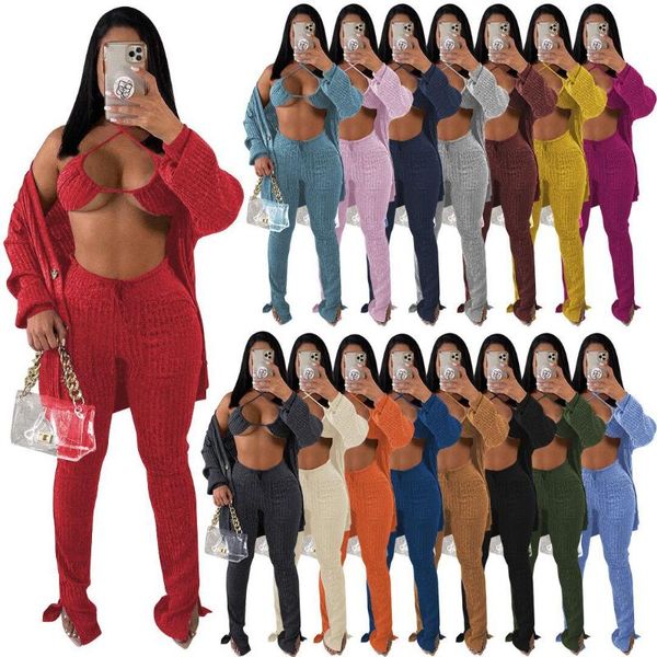 women's two piece pants wool knitted ribbed 3 set women casual button long coat +lace up bra + slit flare 2021 winter clothes casua out, White
women's two piece pants wool knitted ribbed 3 set women casual button long coat +lace up bra + slit flare 2021 winter clothes casua out, White