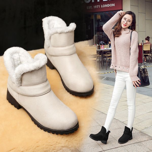 33-48 winter size warm psh women's boots suede low heel wool cotton martin short 737, Black
33-48 winter size warm psh women's boots suede low heel wool cotton martin short 737, Black