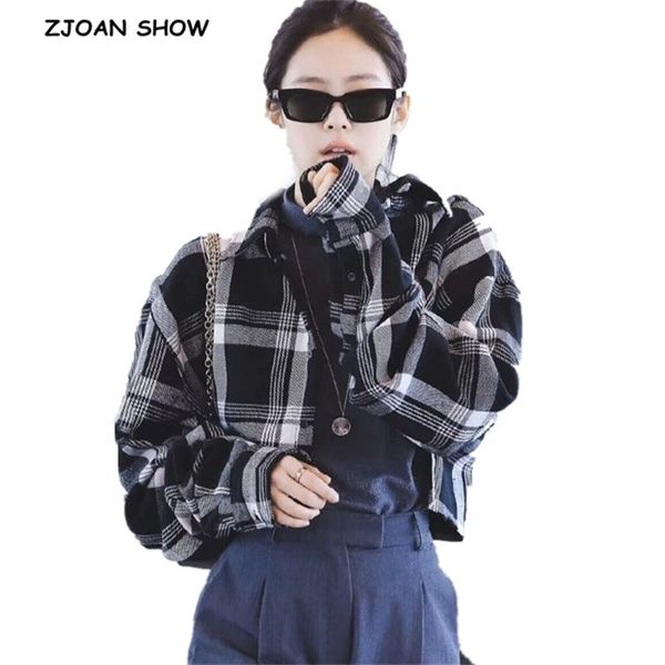short black gray check plaid shirt korea clothing retro woman lapel long sleeve cropped blouse y2k blousas 210721, White
short black gray check plaid shirt korea clothing retro woman lapel long sleeve cropped blouse y2k blousas 210721, White