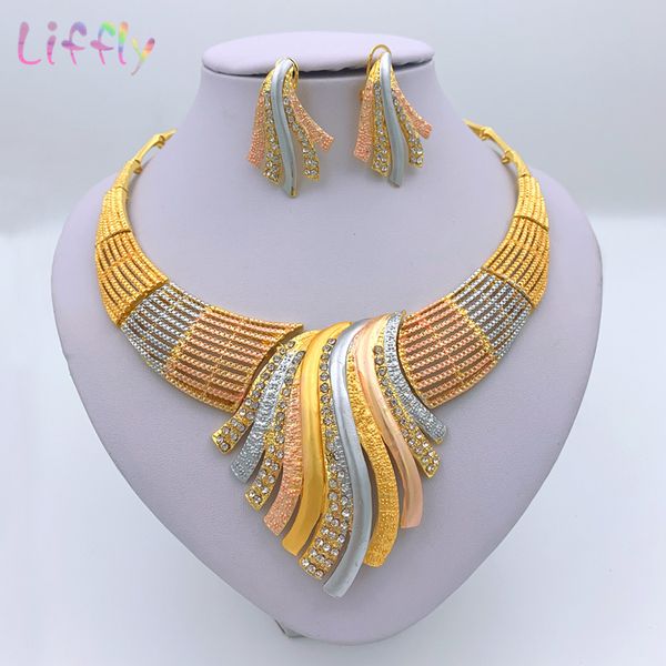 liffly new indian jewelry sets multicolor bridal wedding big crystal dubai gold jewelry sets for women necklace earringss, Black
liffly new indian jewelry sets multicolor bridal wedding big crystal dubai gold jewelry sets for women necklace earringss, Black