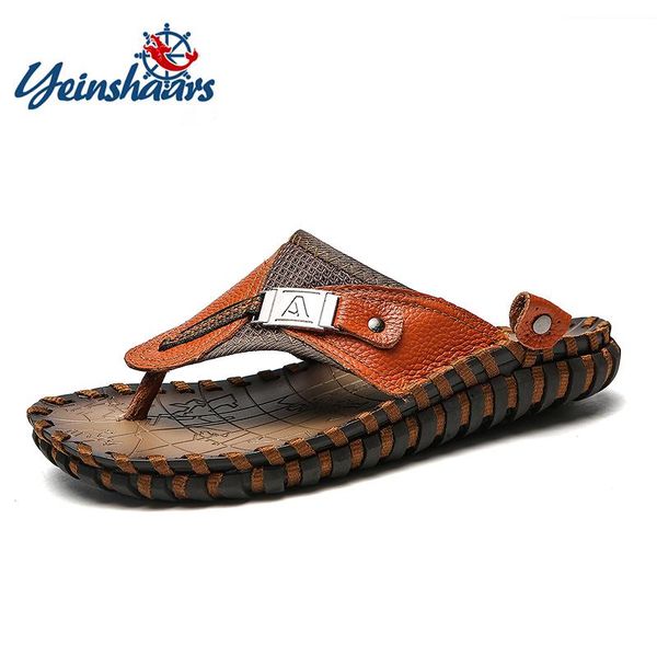 slippers yeinshaars brand men's flip flops genuine leather luxury beach casual sandals summer for men fashion shoes big size 48, Black
slippers yeinshaars brand men's flip flops genuine leather luxury beach casual sandals summer for men fashion shoes big size 48, Black