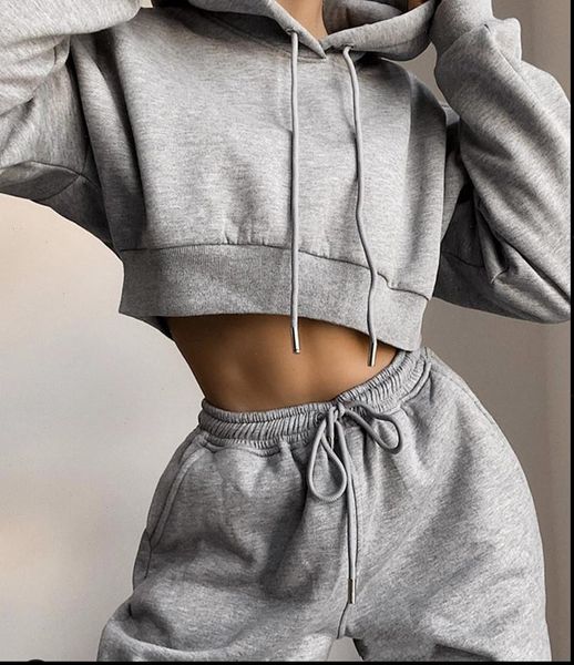 autumn fleece tracksuit two women tracksuits piece set solid hooded sweatshirt crop and pants jogging suit female clothing sets, Gray
autumn fleece tracksuit two women tracksuits piece set solid hooded sweatshirt crop and pants jogging suit female clothing sets, Gray