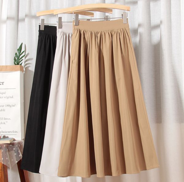 skirts spring solid side pockets cotton a-line maxi long pleated skirts, Black
skirts spring solid side pockets cotton a-line maxi long pleated skirts, Black