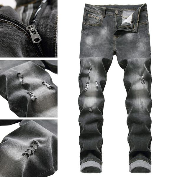men's jeans men's casual small feet dark pants ripped slim fit fashion brand sports stretch, Blue
men's jeans men's casual small feet dark pants ripped slim fit fashion brand sports stretch, Blue