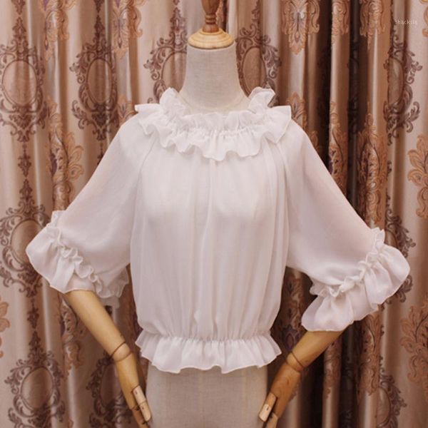 ruffles solid women blouse 2021 summer flare sleeved slim short high waist sweet female pulls, White
ruffles solid women blouse 2021 summer flare sleeved slim short high waist sweet female pulls, White