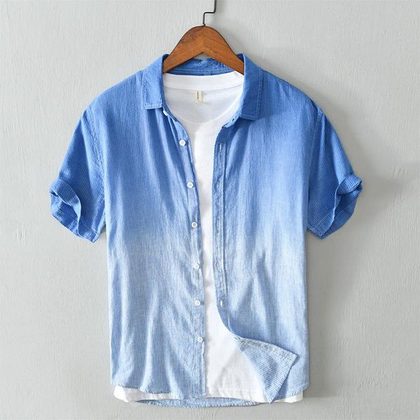 men's striped cotton and linen short-sleeved shirt gradient casual shirts, White;black
men's striped cotton and linen short-sleeved shirt gradient casual shirts, White;black