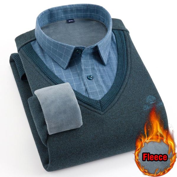 men's sweaters plush thick warm knitted sweater men 2021 winter products fake two-piece shirt collar blue gray green black, White;black
men's sweaters plush thick warm knitted sweater men 2021 winter products fake two-piece shirt collar blue gray green black, White;black