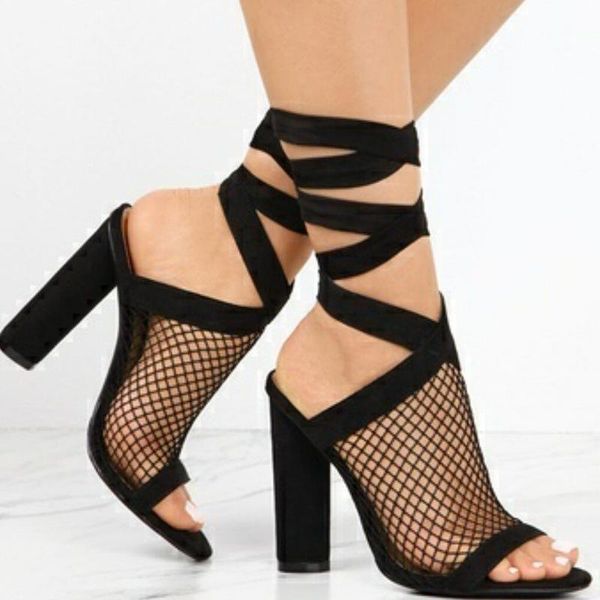 dress shoes women summer sandals mesh pumps high heel open toe ankle strap female party wedding lace up, Black
dress shoes women summer sandals mesh pumps high heel open toe ankle strap female party wedding lace up, Black