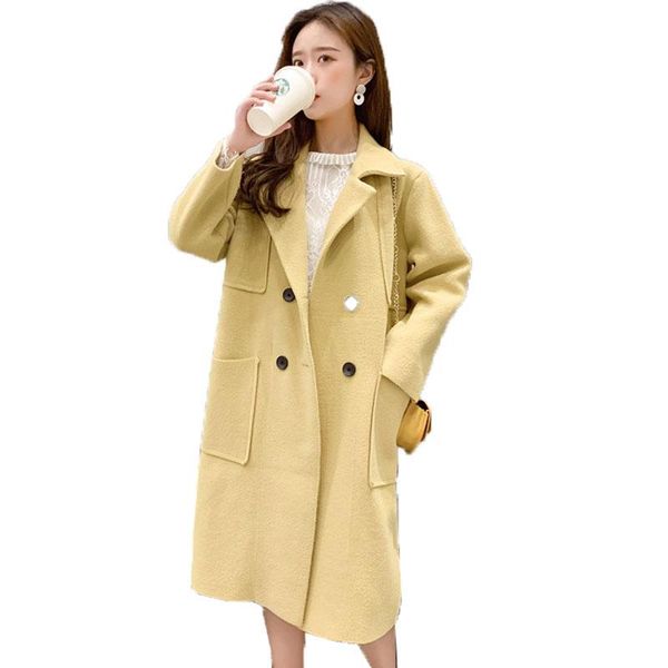 women's wool & blends double-faced coat women korean version long section loose woolen jacket parkas outerwear autumn winter thickening, Black
women's wool & blends double-faced coat women korean version long section loose woolen jacket parkas outerwear autumn winter thickening, Black