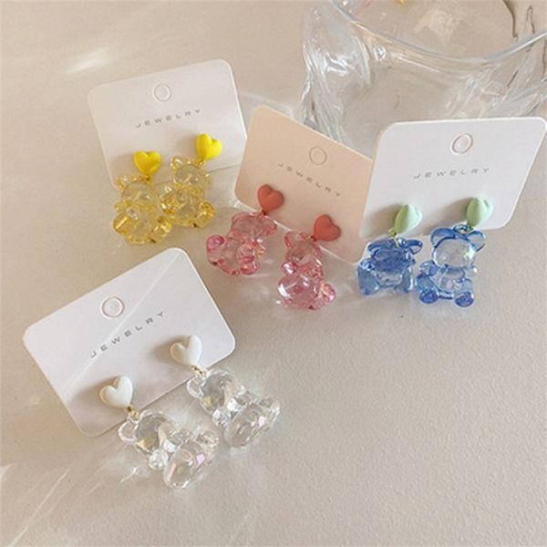 summer transparent love bear earrings for women, Black 
summer transparent love bear earrings for women, Black