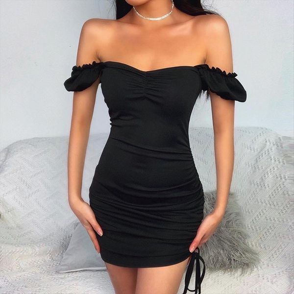 off shoulder bodycon women dress strapless petal sleeves backless mini lady party club vestidos, Black;gray
off shoulder bodycon women dress strapless petal sleeves backless mini lady party club vestidos, Black;gray