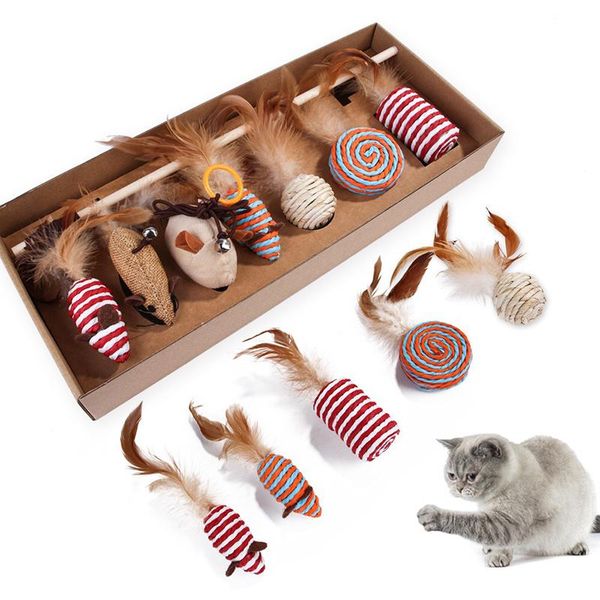 cat toys 7 natural materials pet in gift box for holiday season