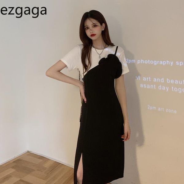 ezgaga vintage patchwork irregular split elegant dress women short sleeve fake two slim thin summer korean fashion vestidos 210430, Black;gray
ezgaga vintage patchwork irregular split elegant dress women short sleeve fake two slim thin summer korean fashion vestidos 210430, Black;gray