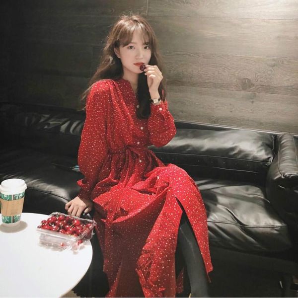 casual dresses women spring long red shirt dress v-neck dot a-line maxi vestido with belt slim waist plus size robe femme, Black;gray
casual dresses women spring long red shirt dress v-neck dot a-line maxi vestido with belt slim waist plus size robe femme, Black;gray