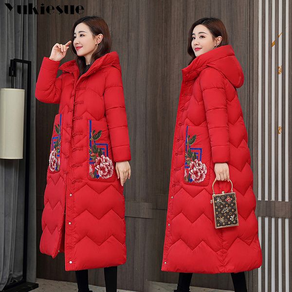 winter embroidery women jacket long hooded cotton padded female coat chinese style warm outwear womens parka manteau femme 210519, Black
winter embroidery women jacket long hooded cotton padded female coat chinese style warm outwear womens parka manteau femme 210519, Black