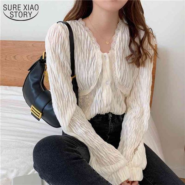 v-neck sweet lace stitching chic pleated solid color blouse women elegant button up long sleeve ladies shirt blusas 12641 210508, White
v-neck sweet lace stitching chic pleated solid color blouse women elegant button up long sleeve ladies shirt blusas 12641 210508, White