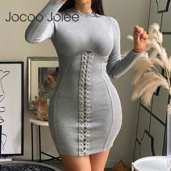 women long sleeve knitted bodycon dress bandage slim mini turtleneck sweater party club es 210428, Black;gray
women long sleeve knitted bodycon dress bandage slim mini turtleneck sweater party club es 210428, Black;gray