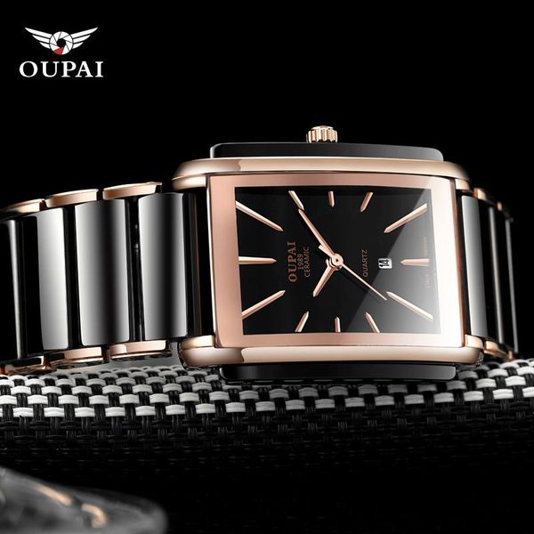 wristwatches oupai men casual stainless steel rectangle classic black ceramic sports waterproof square quartz watch, Slivery;brown
wristwatches oupai men casual stainless steel rectangle classic black ceramic sports waterproof square quartz watch, Slivery;brown