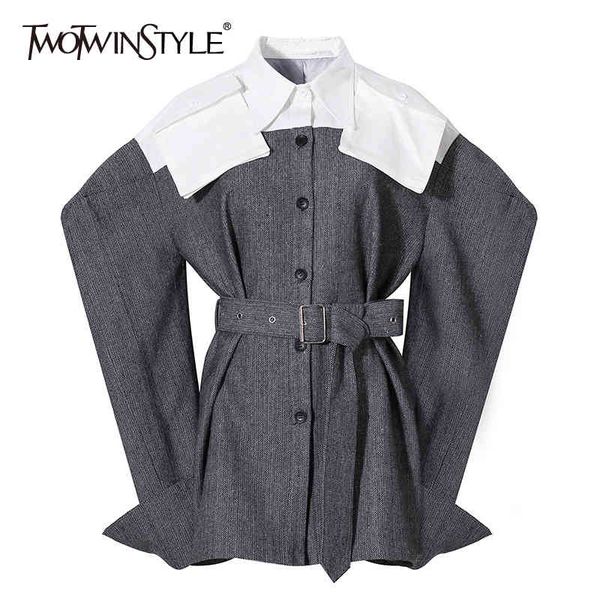 lantern long sleeve blazer coat for female lapel collar high waist slimming with belt women's vintage coat tide 210428, White;black
lantern long sleeve blazer coat for female lapel collar high waist slimming with belt women's vintage coat tide 210428, White;black