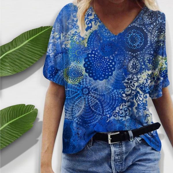 women's t-shirt blue temptation tshirts casual short-sleeved v-neck gradient positioning printing blusas mujer manga corta, White
women's t-shirt blue temptation tshirts casual short-sleeved v-neck gradient positioning printing blusas mujer manga corta, White