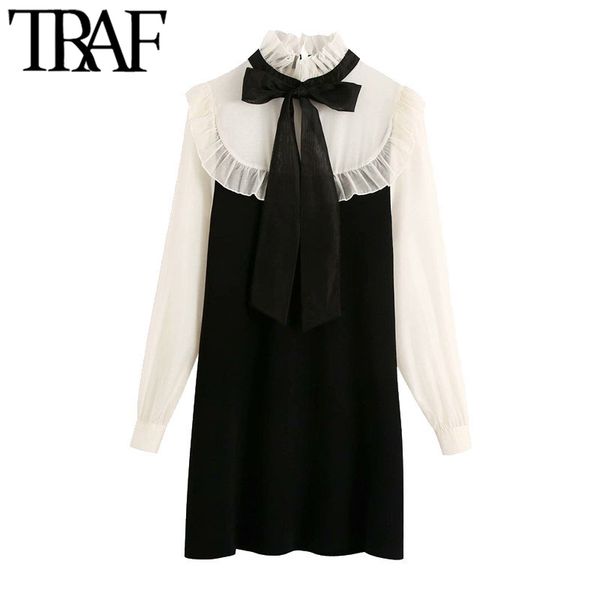 traf women fashion with tied organza patchwork knitted mini dress vintage high collar long sleeve female dresses mujer 210415, Black;gray
traf women fashion with tied organza patchwork knitted mini dress vintage high collar long sleeve female dresses mujer 210415, Black;gray