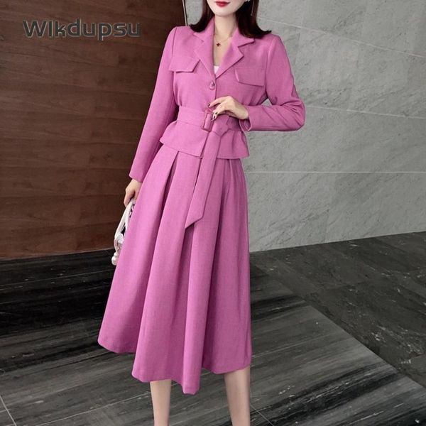 two piece dress vintage sets outfits women autumn blazer with belt and a line skirt suits elegant ladies fashion clothes female, White
two piece dress vintage sets outfits women autumn blazer with belt and a line skirt suits elegant ladies fashion clothes female, White