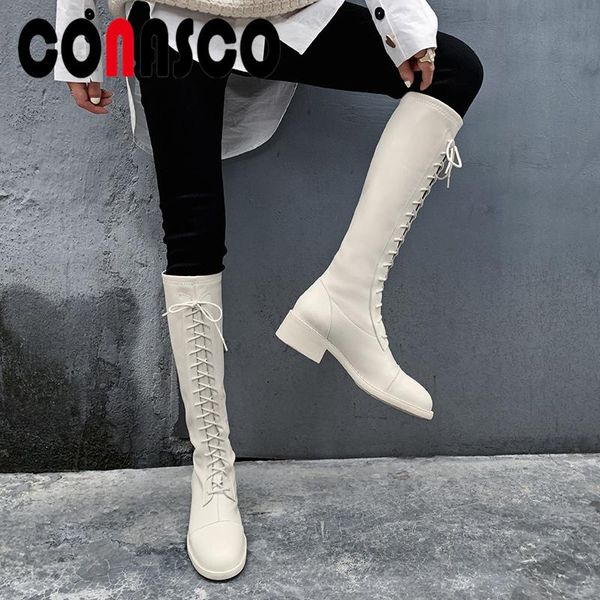 boots conasco women knee-high autumn winter warm lace-up genuine leather side zipper slim long shoes woman, Black
boots conasco women knee-high autumn winter warm lace-up genuine leather side zipper slim long shoes woman, Black