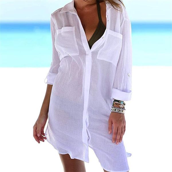 women's swimwear dropship cover up blouse women tunics chiffon cardigan long sleeve loose beach wear dress shirt 2021, White;black
women's swimwear dropship cover up blouse women tunics chiffon cardigan long sleeve loose beach wear dress shirt 2021, White;black