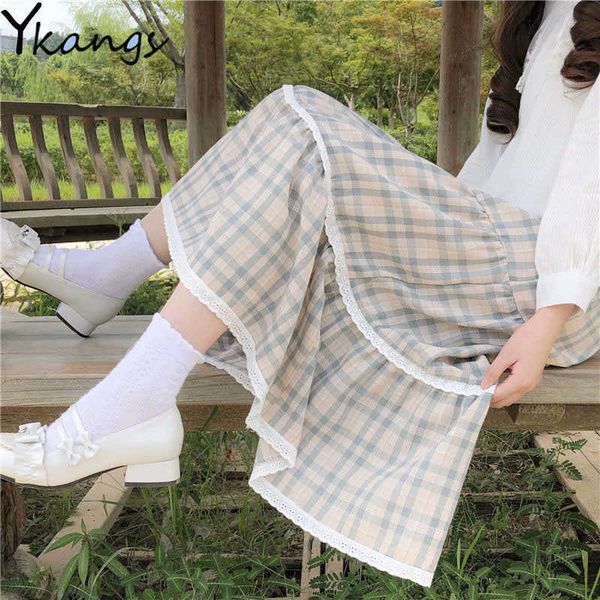 plaid lace panel pleated skirt women vintage summer high waist midi skirt korean kawaii basic wild harajuku cake long skirts 210619, Black
plaid lace panel pleated skirt women vintage summer high waist midi skirt korean kawaii basic wild harajuku cake long skirts 210619, Black