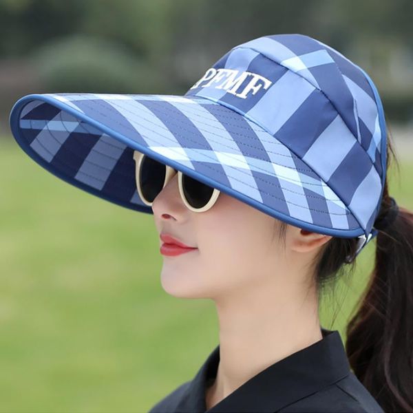 women summer visors protective cap sun hats sunscreen anti-uv outdoor leisure travel beach hat adjustable fashion wide brim, Blue;gray
women summer visors protective cap sun hats sunscreen anti-uv outdoor leisure travel beach hat adjustable fashion wide brim, Blue;gray