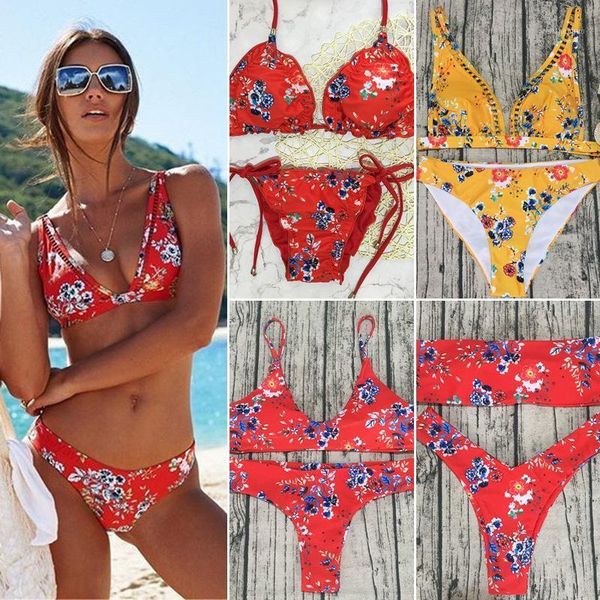 women's swimwear women retro floral bikini set bathing suit high waist print two piece triangle backless padded bra monokini, White;black
women's swimwear women retro floral bikini set bathing suit high waist print two piece triangle backless padded bra monokini, White;black