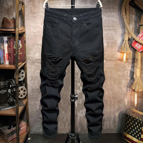 spring and summer small feet men jeans trend fashion men's pants black, Blue 
spring and summer small feet men jeans trend fashion men's pants black, Blue