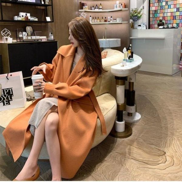 women's wool & blends office lady women fashion in autumn and winter 2021 long waist closing thin woolen coat double breasted lace up, Black
women's wool & blends office lady women fashion in autumn and winter 2021 long waist closing thin woolen coat double breasted lace up, Black
