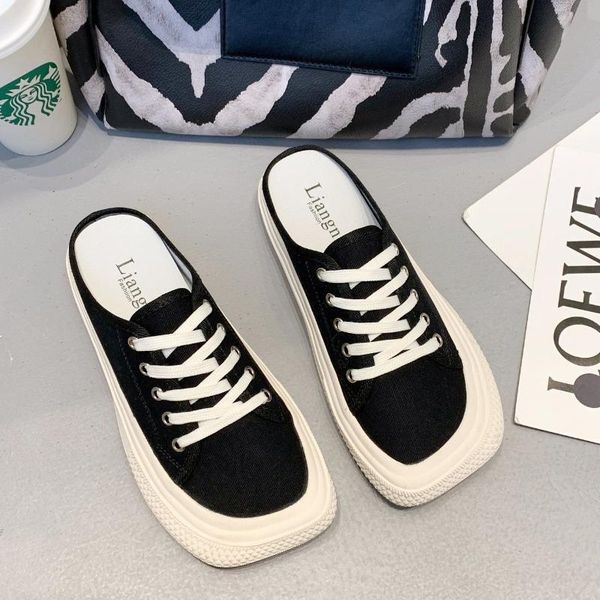 slippers summer closed toe slip on square head ladies flat slides outdoor lace-up canvas shoes ugly cute casual women flip flops, Black
slippers summer closed toe slip on square head ladies flat slides outdoor lace-up canvas shoes ugly cute casual women flip flops, Black