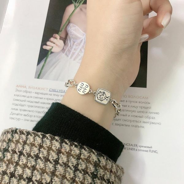simple cute little boy hip hop chain thai silver color bracelet for women mens geometric round letter jewelry gifts sl2317 link,, Black
simple cute little boy hip hop chain thai silver color bracelet for women mens geometric round letter jewelry gifts sl2317 link,, Black