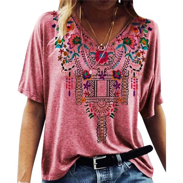women's t-shirt summer ladies t shirts ethnic style v-neck printing loose casual female plus size 2xl, White
women's t-shirt summer ladies t shirts ethnic style v-neck printing loose casual female plus size 2xl, White