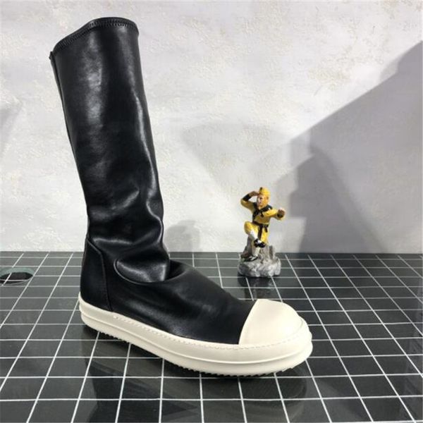 men women fall/winter elastic thin socks boots genuine leather thick bottom middle tube over the knee short shoes, Black
men women fall/winter elastic thin socks boots genuine leather thick bottom middle tube over the knee short shoes, Black