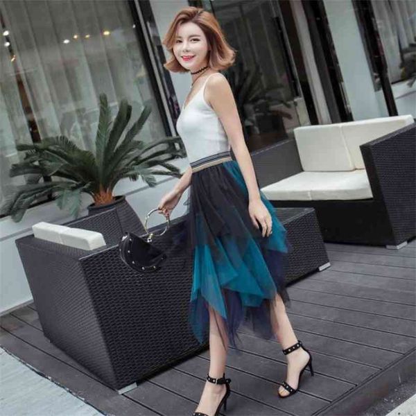 summer arrival elastic high waist slimming casual color irregular mesh skirt wild women cake 210527, Black
summer arrival elastic high waist slimming casual color irregular mesh skirt wild women cake 210527, Black