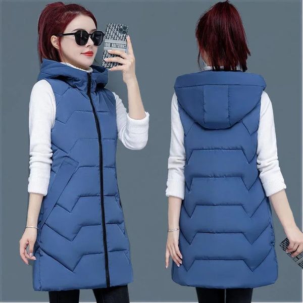 women's vests 2021 autumn winter long down cotton jacket vest coat solid color zipper hooded casual waistcoat ladies overcoat, Black;white
women's vests 2021 autumn winter long down cotton jacket vest coat solid color zipper hooded casual waistcoat ladies overcoat, Black;white