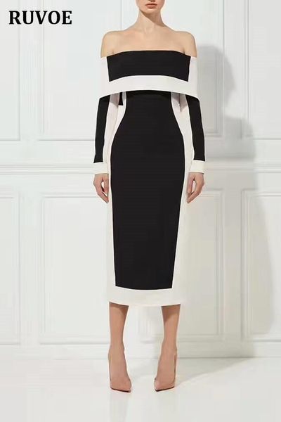 casual dresses good quality autumn winter women elegant strapless mid-calf long sleeve black and white bodycon celebrity party vestido, Black;gray
casual dresses good quality autumn winter women elegant strapless mid-calf long sleeve black and white bodycon celebrity party vestido, Black;gray