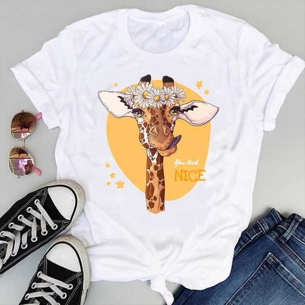 cartoon funny animal giraffe womens t shirt happy 90s fashion print graphic summer short sleeve female clothes tees, White
cartoon funny animal giraffe womens t shirt happy 90s fashion print graphic summer short sleeve female clothes tees, White