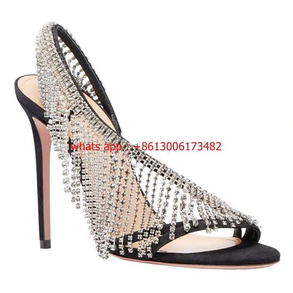 arrive woman design brand high heel rhinestones tassel open toe sandal sandals, Black
arrive woman design brand high heel rhinestones tassel open toe sandal sandals, Black