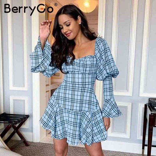 berrygo vintage puff sleeve plaid summer dress women square collar female elegant ruffle office lady spring vestidos 210513, Black;gray
berrygo vintage puff sleeve plaid summer dress women square collar female elegant ruffle office lady spring vestidos 210513, Black;gray